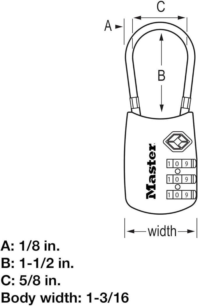 Master Lock TSA Set Your Own Combination Luggage Lock, TSA Approved Lock with Code for Luggage, Bags, Suitcase, and Backpacks, (Color May Vary), ‎4688D