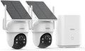 aosu Security Cameras Outdoor Wireless, 2 Cam-Kit, No Subscription, Solar-Powered, Home Security Cameras System with 360° Pan & Tilt, Auto Tracking, 2K Color Night Vision, Easy Setup, 2.4 & 5GHz WiFi