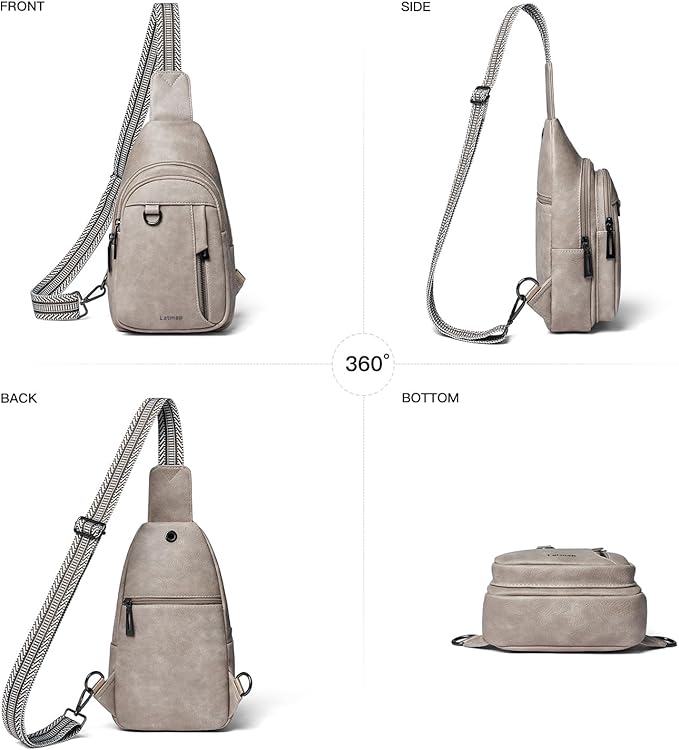 7L Sling Bag for Women Men Leather Small Sling Backpack Daypack Anti Theft Fanny Pack Crossbody Purse Travel