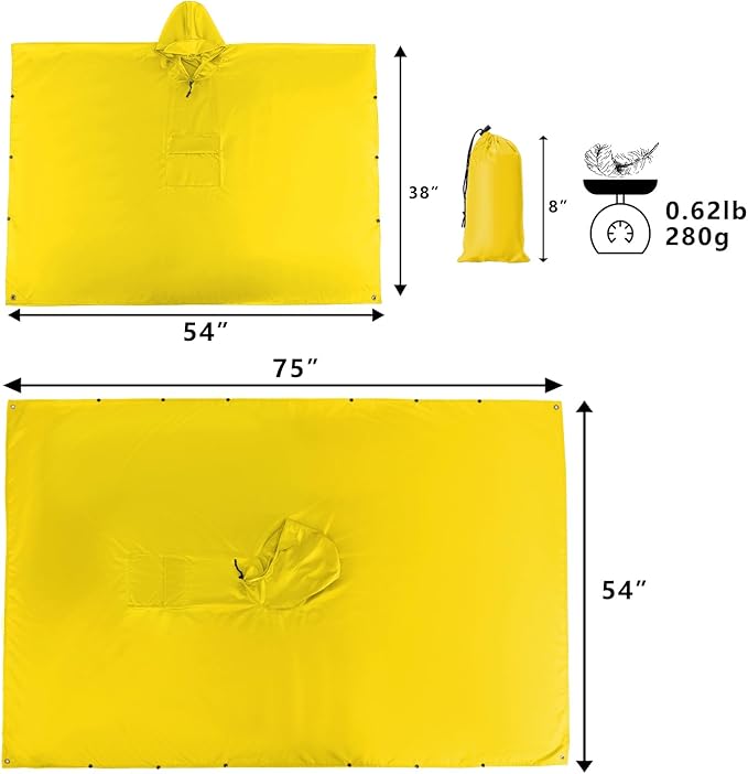 salamra Hooded Rain Poncho Waterproof Raincoat Jacket for Men/Women/Adults with Pocket