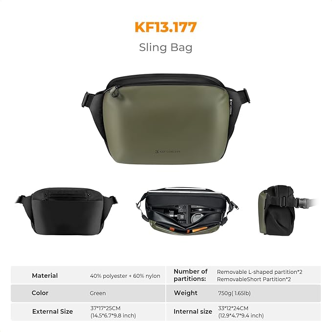 K&F Concept 2 in 1 Sling Bag Everyday Shoulder Bag & Multifunction Photography Crossbody Camera DSLR Backpack Portable Bag
