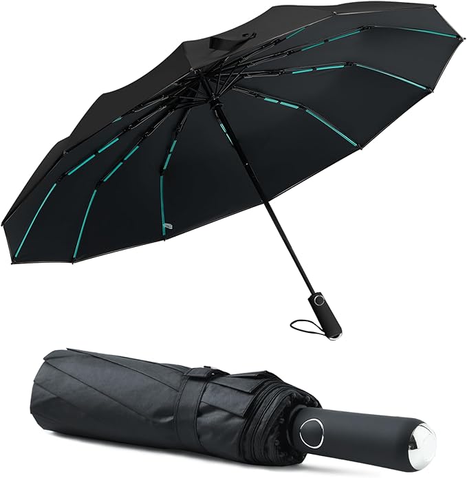 Large Double-Ribs Umbrella Automatic Folding Umbrella for Women Men, Travel, UPF 50+ UV Protection
