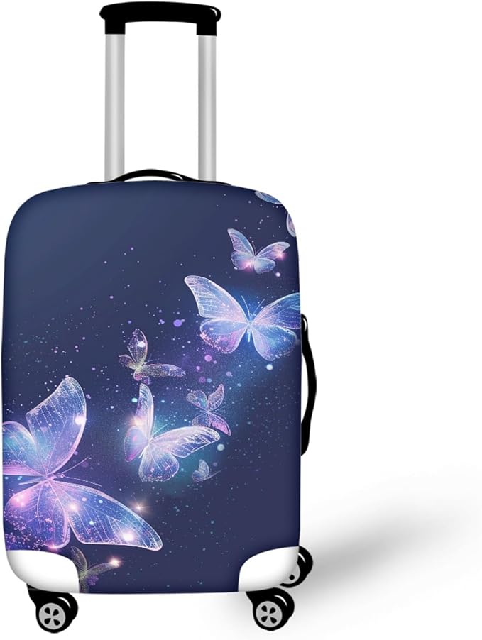 Travel Luggage Cover Anti-scratch Baggage Suitcase Protector Fits 26-29 Inch Luggage, Purple Crystal Butterfly