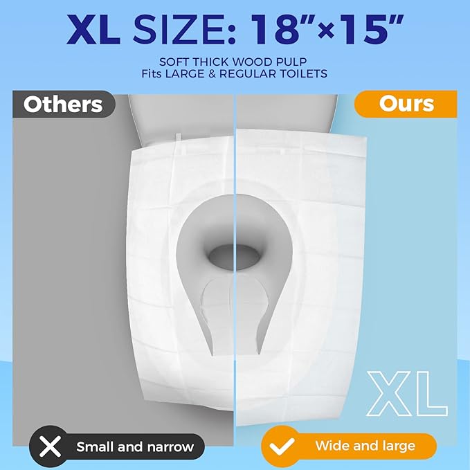 YGDZ Toilet Seat Covers Disposable (110 pack), XL Flushable Toilet Seat Covers Travel Paper Toilet Seat Cover for Kids Potty Training, Adults, Biodegradable Travel Essential Accessories for Airplane