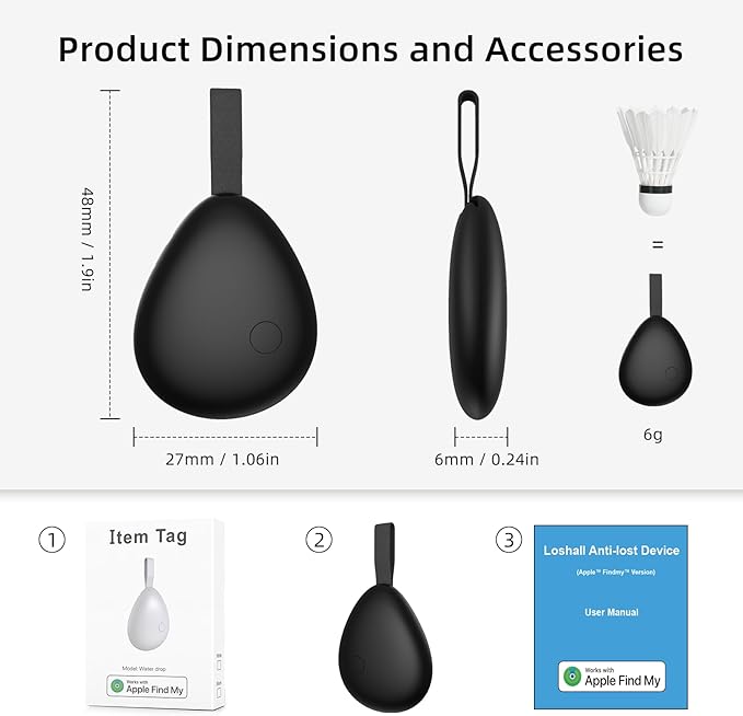 [Apple MFi Certified] Air Tracker Tags 4 Pack (iOS Only), Bluetooth Tracker for Apple Find My, Replaceable Battery, Key Finder and Item Locator Smart Tag for Keys, Bags, Luggage, Pets, Wallet