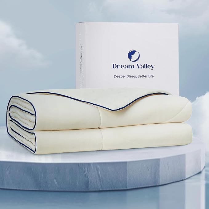 Dream Valley® Outlast® Deepsleep Cooling Comforter, King Size, NASA-Grade Space Technology Cooling Blanket for Hot Sleepers Night Sweats, Q-Max > 0.45 Aerocool™ Breathable, Ivory, 106"x90"