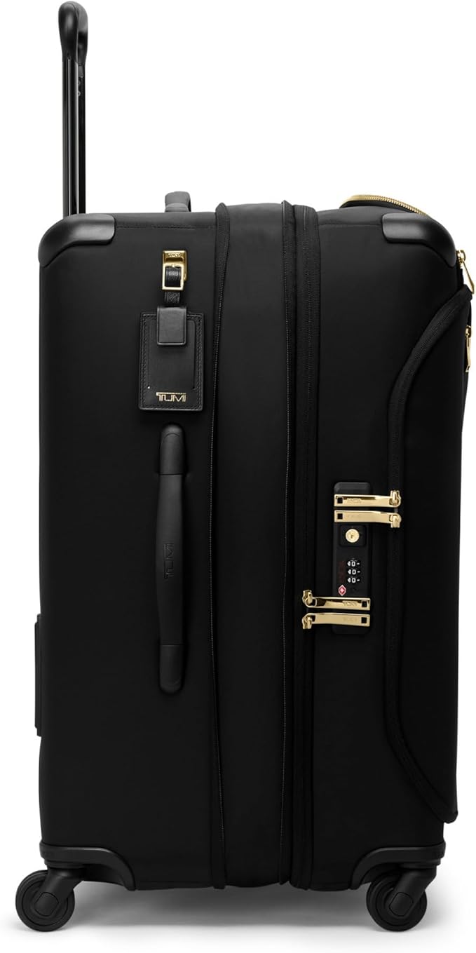 TUMI - Voyageur Leger 4 Wheeled Luggage - Women's Lightweight and Spacious, Sleek Silhouette, Durable Premium Suitcase - 26" Short Trip Expandable Packing Case, Black with Gold Hardware
