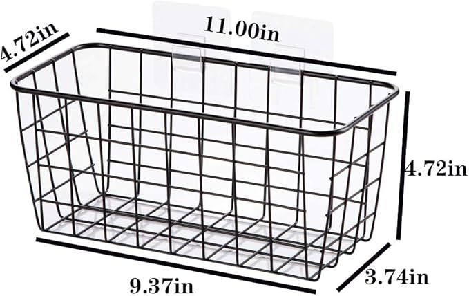 3 Set LeleCAT Adhesive Over the Cabinet Door Wire Baskets for Organizing for Kitchen Food Pantry Bathroom Shelf Storage No Drilling Wall Mounted,Black