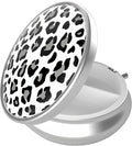 Pill Box, 3 Compartment Portable Travel Medicine Box with Mirror, Compact and Cute, Fits in Purse and Pocket, Medicine and Vitamin Organizer (Snow Leopard)