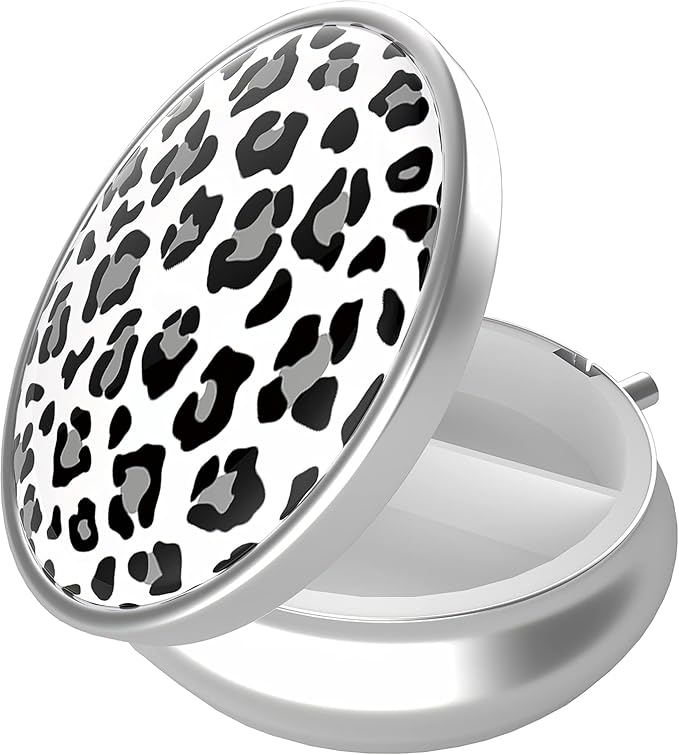 Pill Box, 3 Compartment Portable Travel Medicine Box with Mirror, Compact and Cute, Fits in Purse and Pocket, Medicine and Vitamin Organizer (Snow Leopard)
