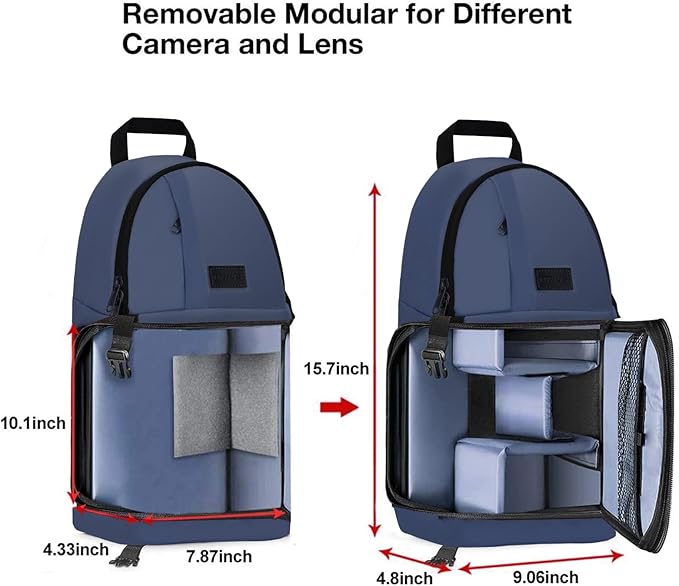 MOSISO Camera Sling Bag, DSLR/SLR/Mirrorless Camera Backpack Case Shockproof Photography Backpack with Tripod Holder & Removable Modular Inserts Compatible with Canon/Nikon/Sony/Fuji
