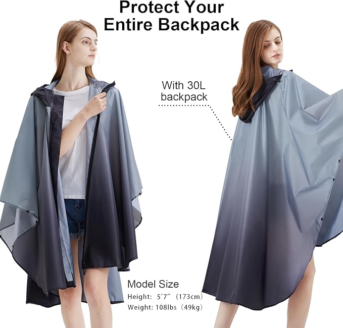 Rain Poncho Jacket Coat Hooded Zipper Style for Women/Men/Adult with Pocket