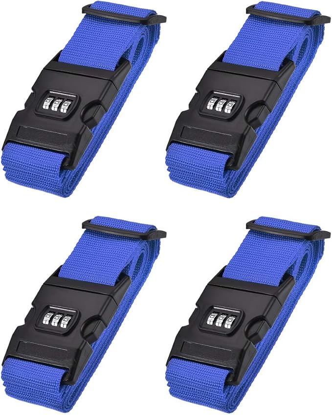 uxcell Luggage Straps Suitcase Belts with Buckle, Combination Lock, Adjustable Travel Packing Accessories