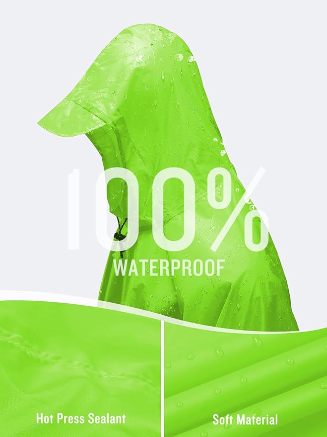 SaphiRose Hooded Rain Poncho Waterproof Raincoat Jacket for Men Women Adults