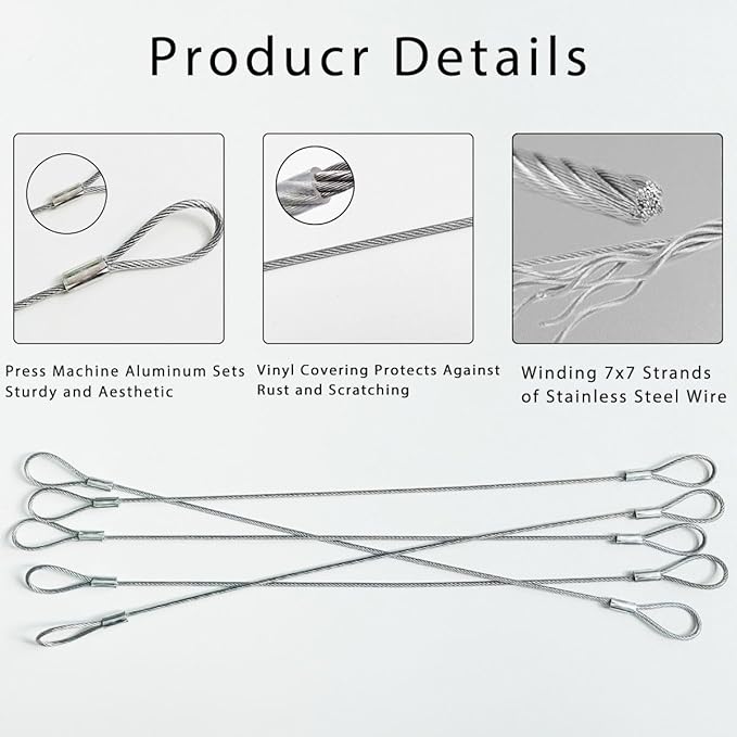 10 Pack Luggage Lock Safety Cable, Stainless Steel Cable with Loops, Stainless Steel Safety Cable, Safety Cable Lock, Braided Steel Coated Safety Cable Luggage Lock 2mm Thickness 12 inch Length