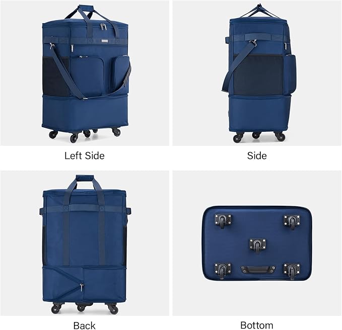 Hanke Expandable Collapsible Luggage with Wheels Suitcase Luggage Rolling Travel Bag Duffel Bag for Men Women Lightweight Suitcase Large Capacity Luggage with Spinner Wheel (Blue)