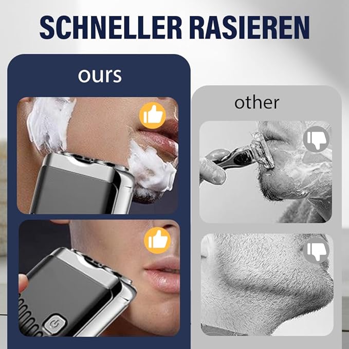 Mini Electric Shaver, Dual Head Waterproof Rechargeable Razor Mini Wet Dry Shaving Razor for Travel Home Use (Black)