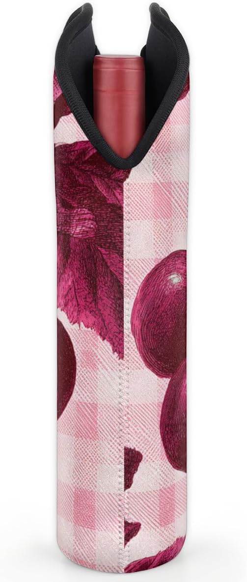 Neoprene Wine Tote, Bottle Carrier Gag Insulating Neoprene Thicker, Insulated Wine Bag for Travel Holds Two Bottles, Bottle Carrier Bags Protect the Bottles, Cherry