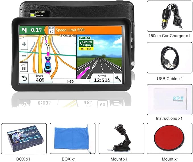 Car GPS Navigation, 2025 Map 9 inch Touch Screen Car GPS Navigation System, Voice Turn Direction Guidance, Support Speed and Red Light Warning(Free Update Lifetime Map)