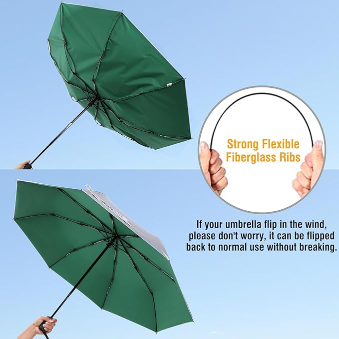 G4Free UPF 50+ UV Protection Large Travel Umbrella 42/46 Inch Auto Open Close Windproof Sun Blocking Umbrella