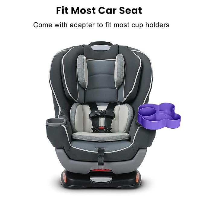BlueOrigin Car Seat Snack Tray - Travel Tray for Kids Car Seat, Stroller, Booster and Anywhere with a Cup Holder, Toddler Road Trip Essentials Food Plate for Snacks, Toys, Entertainment (Purple)