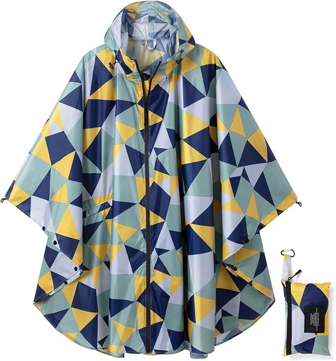 Rain Poncho Jacket Coat Hooded Zipper Style for Women/Men/Adult with Pocket