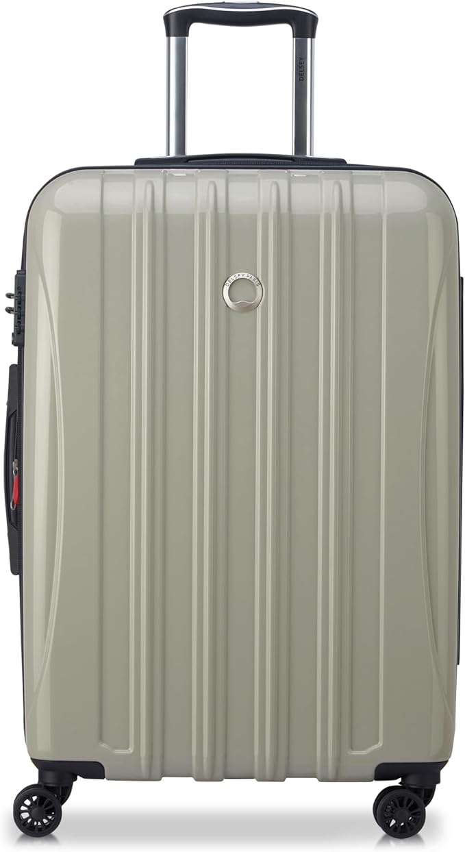 DELSEY PARIS Helium Aero Hardside Expandable Luggage with Spinner Wheels, Latte, Checked-Medium 24 Inch