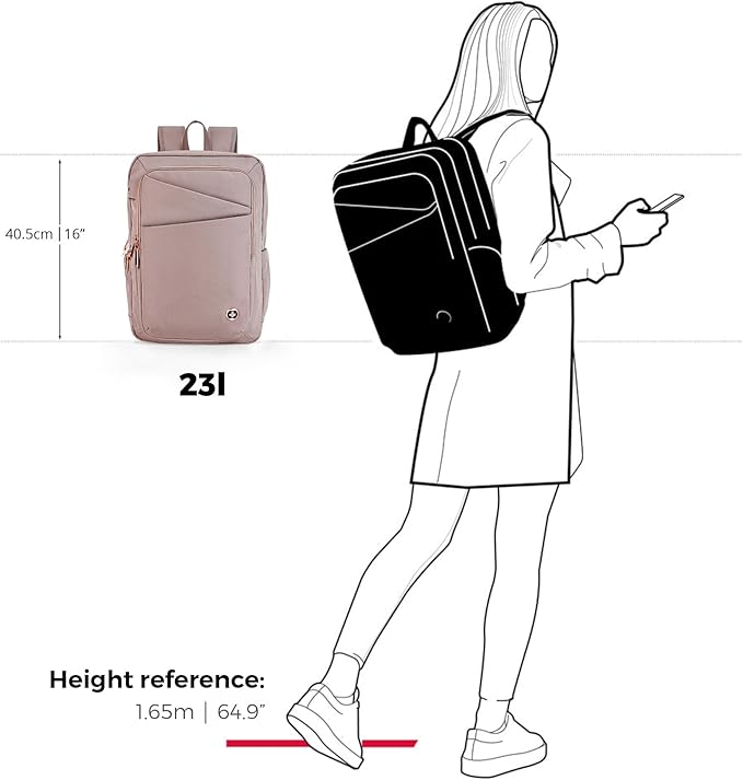 Swissdigital Design Laptop Backpack For Women,College Bookbags With USB Charging Port,Cute Computer Backpacks For Work Business,Pink | KATY ROSE
