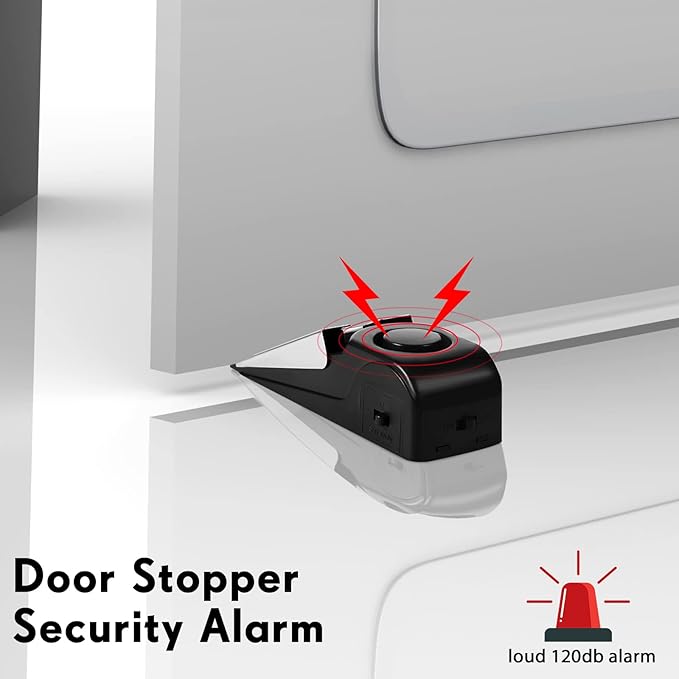 8 Pieces Door Stop Alarm Door Stopper with 120DB Security Alarm Door Stopper Wedge Door Stops Alarm for Travel Apartment Home House Door Stoppers Safety Tools
