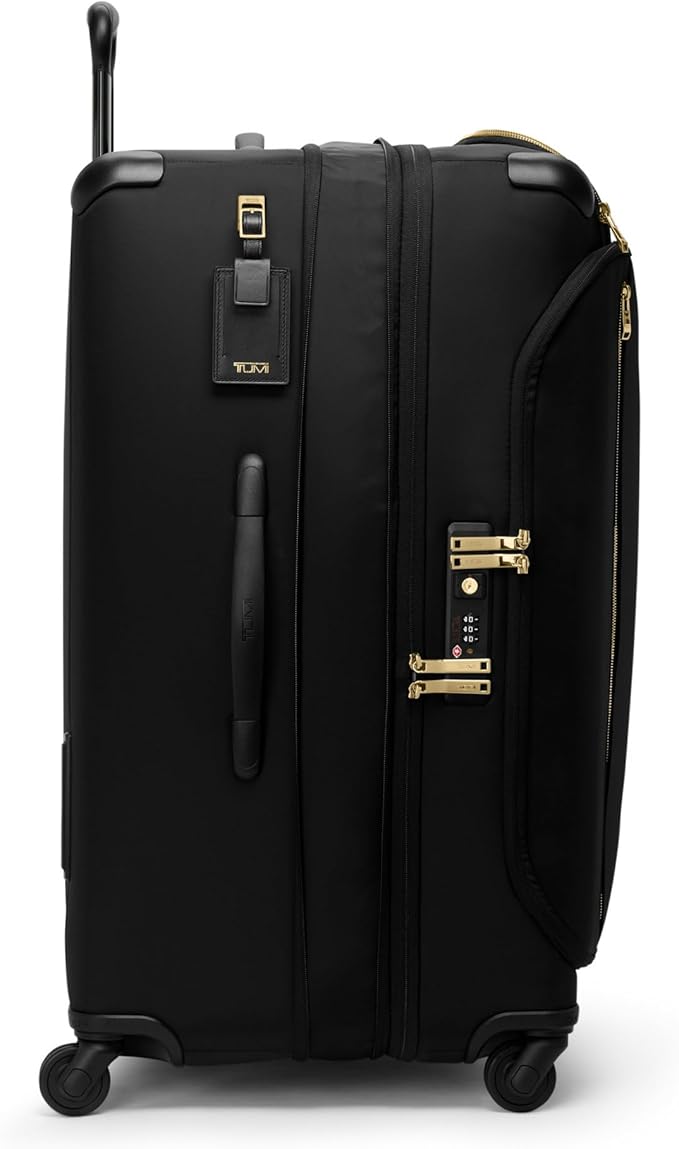 TUMI - Voyageur Leger 4 Wheeled Luggage - Women's Lightweight and Spacious, Sleek Silhouette, Durable Premium Suitcase - 29" Extended Trip Expandable Packing Case, Black with Gold Hardware