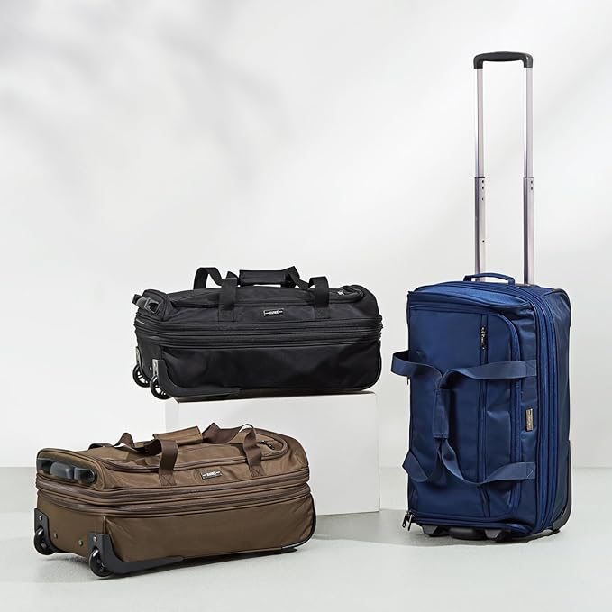 Hanke Expandable Carry On Luggage Suitcases with Wheels Foldable Duffle Bag for Travel Carry On suitcase Weekend Bag for Women Men（Coffee）