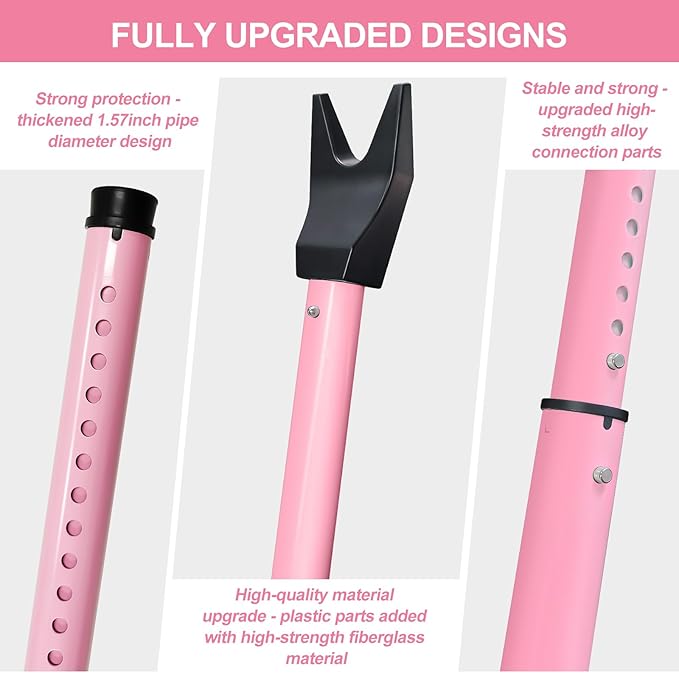 Rerishom Door Security Bar, Door Stoppers Security bar,Heavy Duty Door Lock Security Door Jammer Door Stopper for Apartment, Hotel Room,Screen Door Hardware, Gate Lock Bar(2 Pack,Pink)
