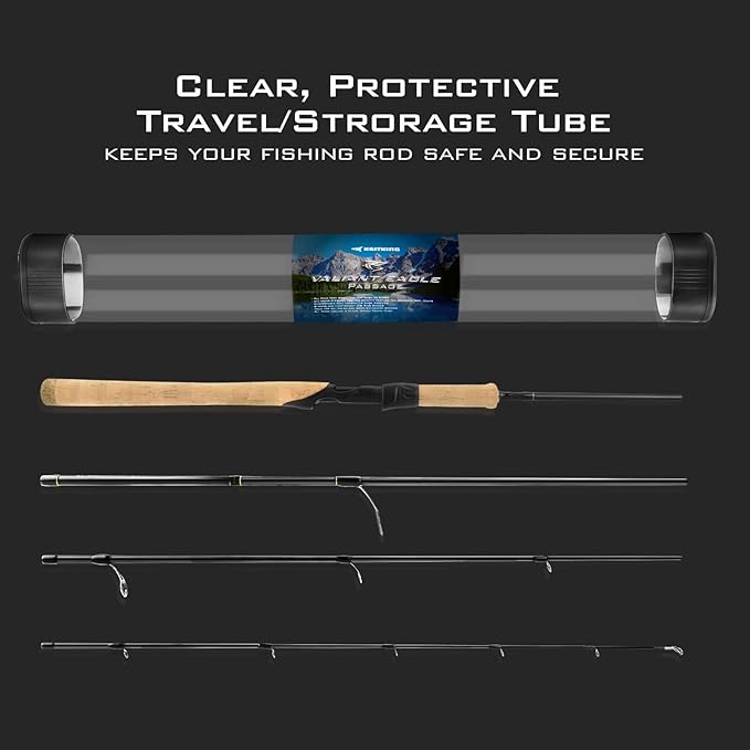 KastKing Valiant Eagle Passage Travel Fishing Rods, 4 & 6 Pc Pack Rods, Spinning, Casting and Fly Models, IM6 Graphite Blank, Ti Oxide LTS Ring Guides, Beautiful Cork Handles
