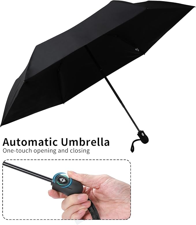 GAOYAING Compact Automatic Travel Umbrella with Case, Mini Small Folding Sun UV, Pocket Purse Umbrella