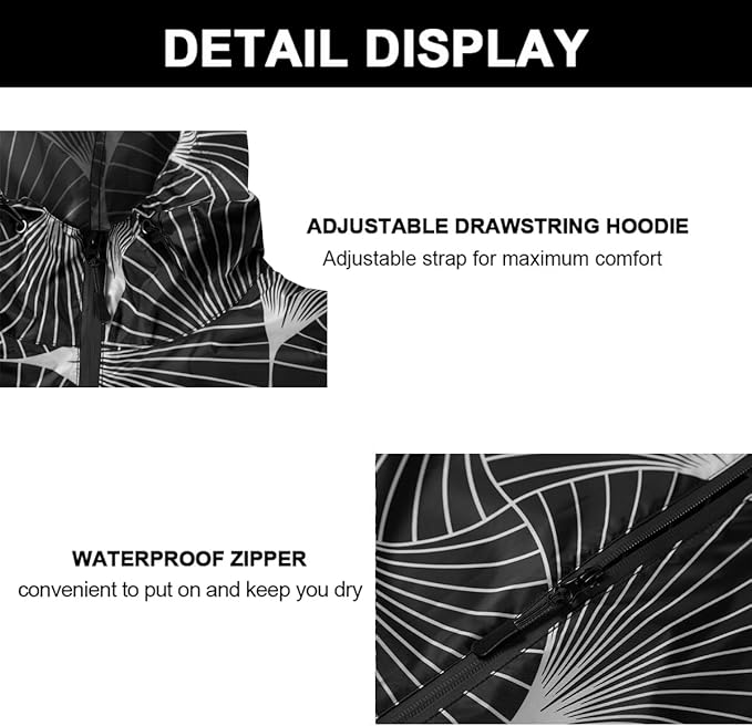 Rain Poncho Jacket Coat Hooded Zipper Style for Women/Men/Adult with Pocket