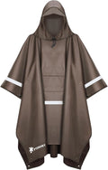 PTEROMY Hooded Rain Poncho for Adult with Pocket, Waterproof Lightweight Unisex Raincoat for Hiking Camping Emergency