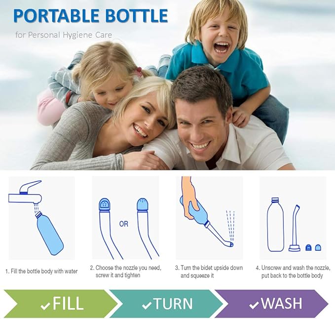 2PCS Portable Bidet - Squeeze Momwasher Bottle 500ml 17oz - Portable Shower-Travel Bidet Toilet Bottle for Adult Women,Postpartum Care,Hemorrhoids,Post-Surgery Recovery, Moms,New Baby & Eldery