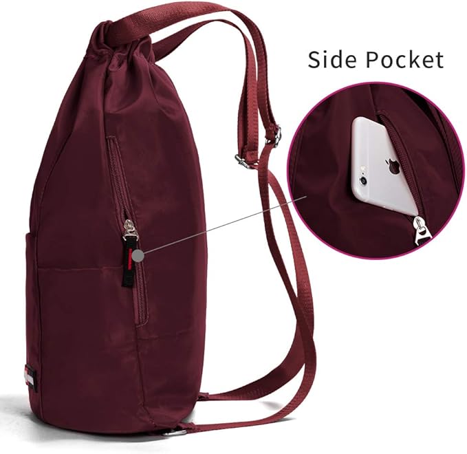 ZOORON Waterproof Drawstring Gym Backpack Bag for Men & Women, Sport Gym Sack Mini Travel Daypack