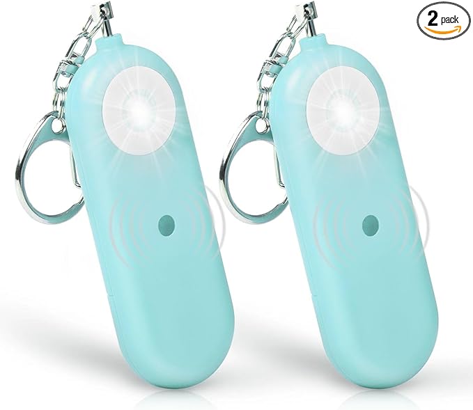 Personal Safety Alarm for Women - 2 Pack 130dB Self Defense Keychains Siren Whistle & LED Strobe Light - Emergency Security Safe Protection Devices for Kids Elderly