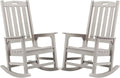 Psilvam Oversized Outdoor Rocking Chair Set of 2, Porch Rocker with 21" Wide Seat and 32" Tall Backrest, Pre-Assembled with Most Components for Effortless Installation (Grey)