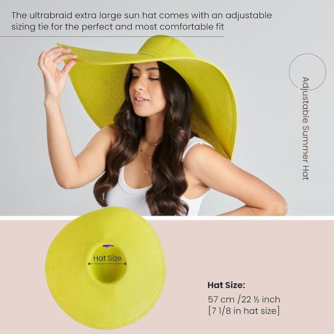San Diego Hat Company Women's Ultrabraid X-Large Brim Hat, Adjustable Sun Hat with UPF 50+
