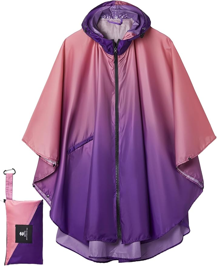 SaphiRose Rain Poncho Jacket Coat Hooded for Adults with Pockets