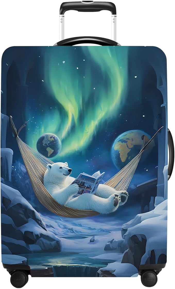 Polar bear Luggage Cover Washable Suitcase Protector Anti-Scratch,Stretchable Fit for 20-34Inch Luggage Durable Travel Bag Cover with Zipper Closure L(28-30inch suitcase)