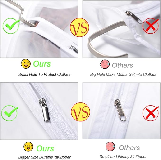 Garment Bags for Hanging Clothes 24'' x 55 '' (Set of 6) Transparent Lightweight Breathable Coat Covers for Closet with Study Full Zipper for Long Dress Clothes Storage [Upgraded Version]