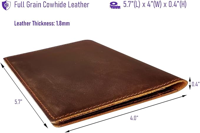 STAR VISTA Albatross Leather Travel Passport Holder, Minimalist Design, Full Grain Leather Case for Men and Women - Slim Passport Wallet, Bifold, RFID Blocking, with AirTag Holder