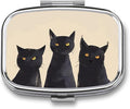 Metal 2 Compartment Pill Organizer Travel Friendly Portable Compact Pill Box Cute Pill Case to Hold Vitamins,Fish Oil,Supplements,Meds,Tablet for Purse,Pocket. (Three Cats)