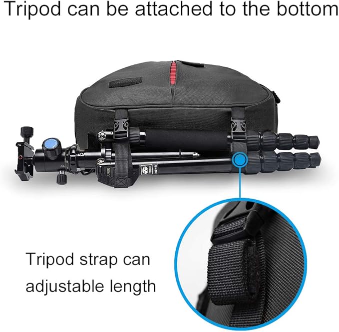 CADeN Camera Bag Sling Backpack Camera Case Waterproof with Rain Cover Tripod Holder, Compatible for DSLR/SLR Mirrorless Cameras (Canon Nikon Sony Pentax) and Accessories Black