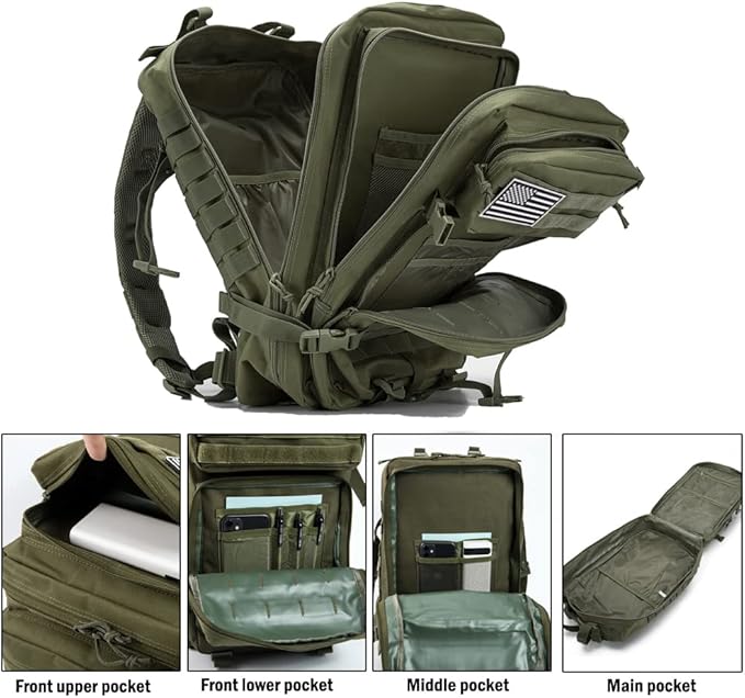 QT&QY 45L Military Tactical Backpacks For Men Camping Hiking Trekking Daypack Bug Out Bag Lage MOLLE 3 Day Assault Pack