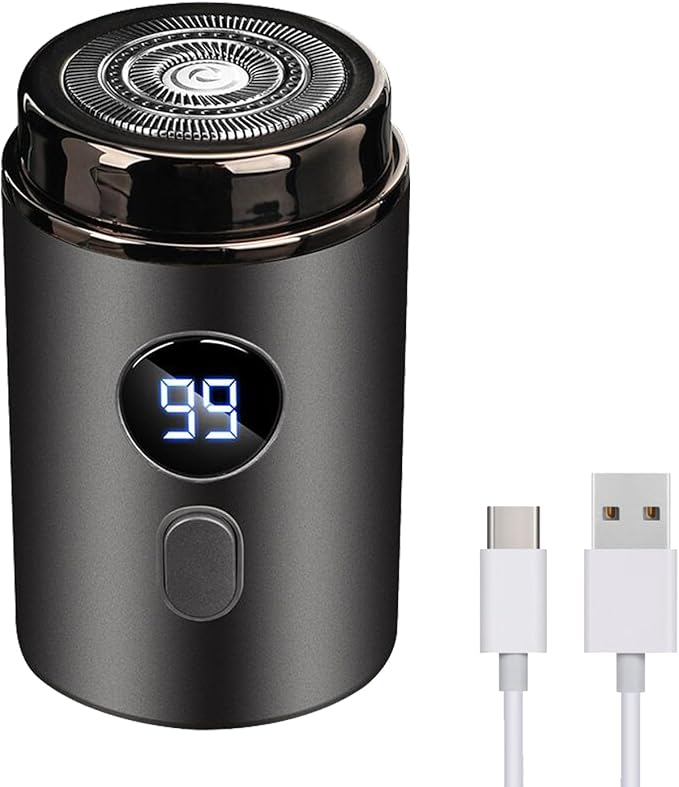 Electric Mini Razor Pockets Shaver for Men,Floating Big Shave Head Quick Shave, Waterproof IPX7 Mini Portable Shaver,USB C Charge LED Power Display Mini Trimmer, Great for Travel,Car,Home Use (Gray)
