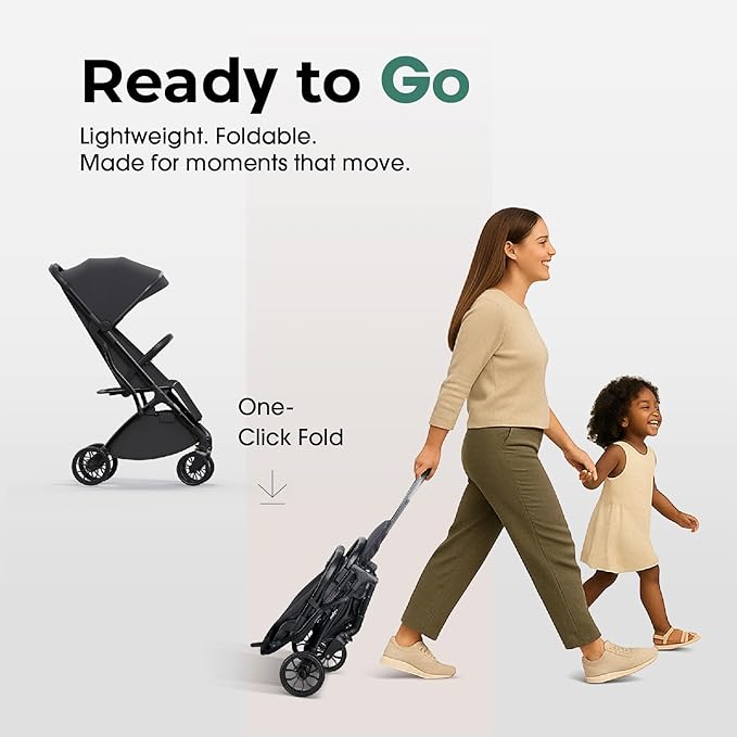 newyoo Lightweight Baby Travel Stroller, Compact Toddler Strollers w Telescoping Handle, Cup Holder & Storage Pocket, One-Hand Quick Fold, Near Flat Recline Seat, TR18, Black